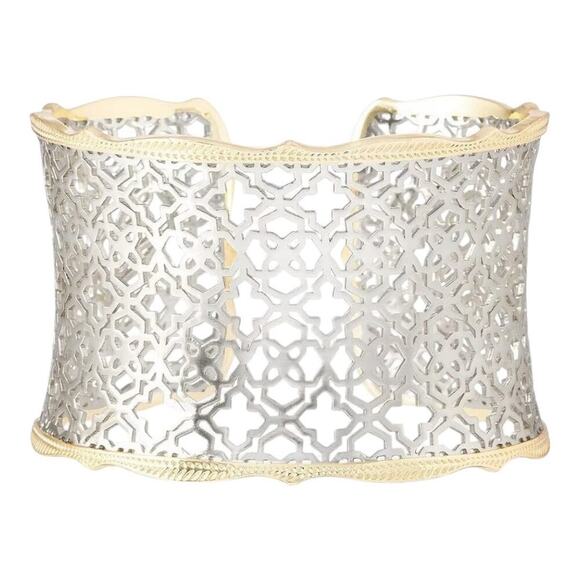 Kendra Scott Candice Statement Cuff Bracelet – Gold & Silver Filigree Adjustable - Picture 2 of 14